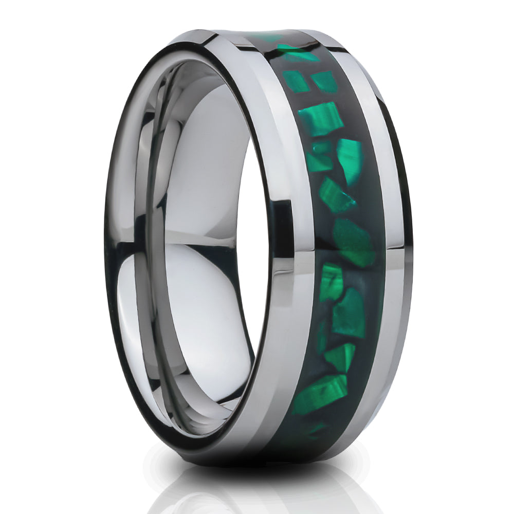 Abalone Wedding Ring - Tungsten Wedding Ring - 8mm Wedding Ring - Tungseten Carbide Ring