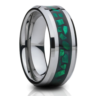 Abalone Wedding Ring - Tungsten Wedding Ring - 8mm Wedding Ring - Tungseten Carbide Ring