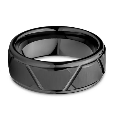 Gunmetal Wedding Ring - 8mm Wedding Ring - Man's Ring - Diamond Cu Ring - Tungsten Ring