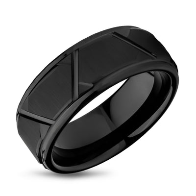 Man's Tungsten Wedding Ring - 8mm Wedding Ring - Black Tungsten Ring - Engagement Ring - Black Ring