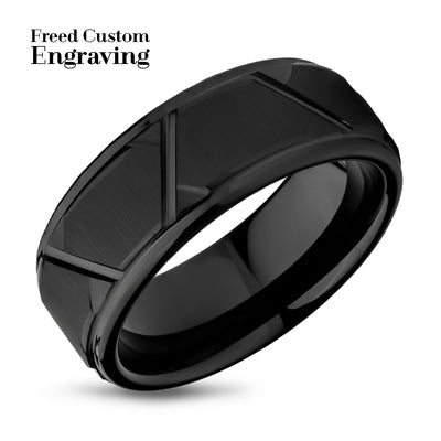 Man's Tungsten Wedding Ring - 8mm Wedding Ring - Black Tungsten Ring - Engagement Ring - Black Ring