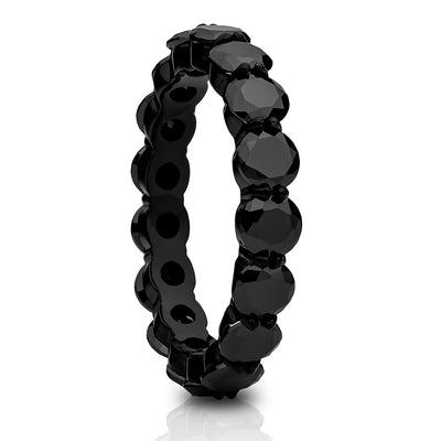 Eternity Wedding Ring - Black Titanium Ring - Black CZ Wedding Ring - Engagement Ring - Ladies Ring