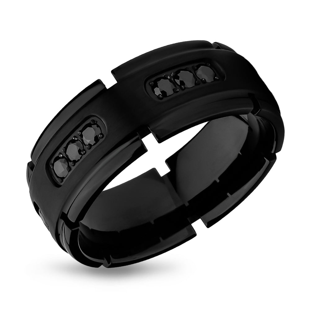 Black Titanium Wedding Band - Men's Wedding Ring - Black Titanium Ring - 8mm