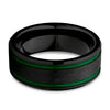 Green Wedding Ring - Tungsten Wedding Ring - Black Tungsten Ring - 8mm Ring - 6mm Ring