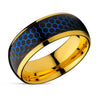 Honeycomb Wedding Ring - Yellow Gold Wedding Ring - Tungsten Carbide Ring - 8mm