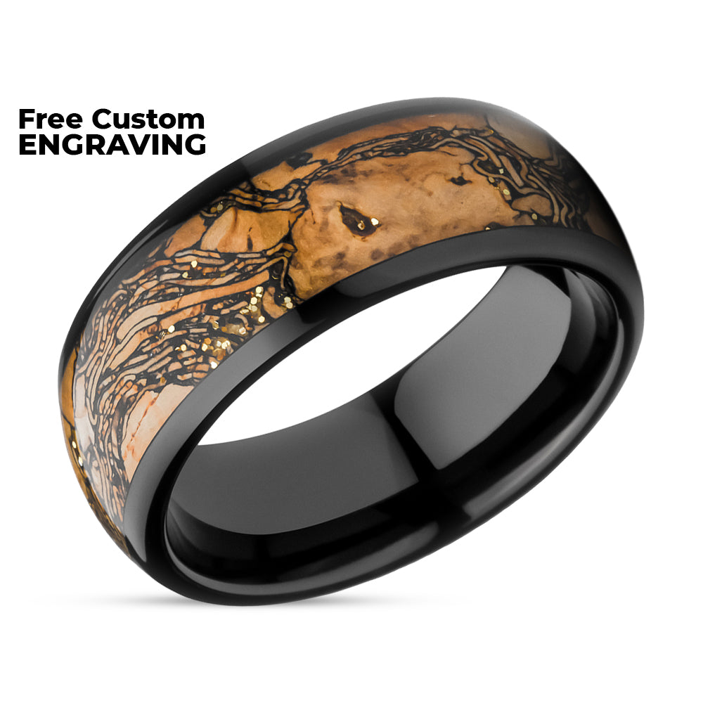 Black Wedding Ring - Cork Wedding Ring - Unique Tungsten Ring - Cork Tungsten Ring - 8mm