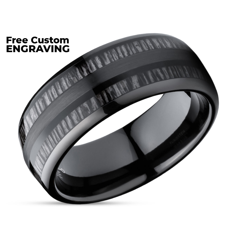 Charcoal Wedding Ring - Black Tungsten Ring - 8mm Wedding Ring - Anniversary Ring - Engagement Ring - Dome