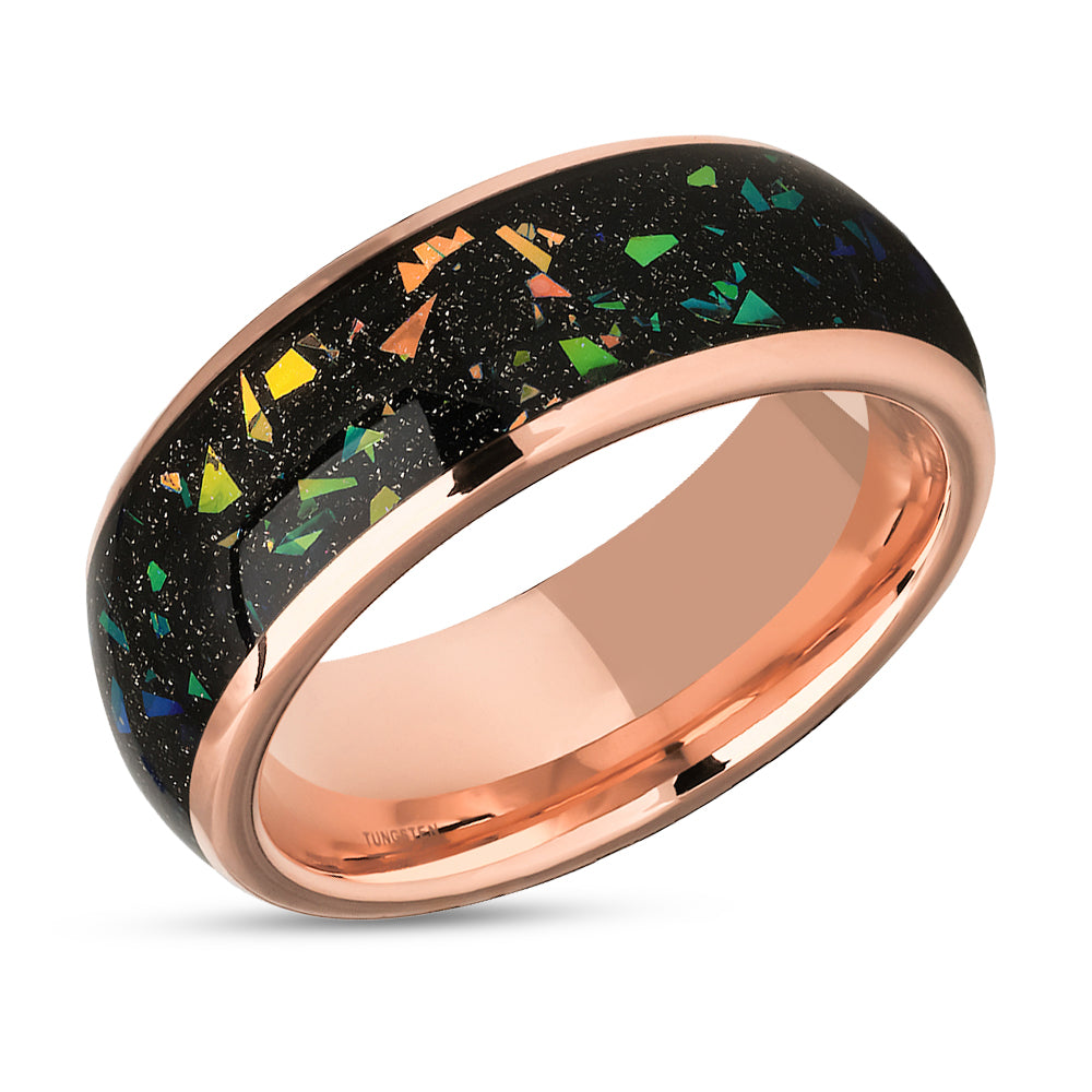 Rose Gold Tungsten Wedding Ring - Abalone Ring - Wedding Ring - 18k Rose Gold - Wedding Ring