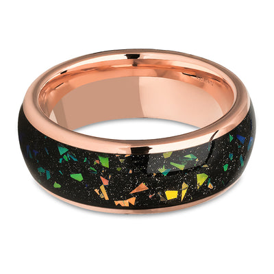 Rose Gold Tungsten Wedding Ring - Abalone Ring - Wedding Ring - 18k Rose Gold - Wedding Ring
