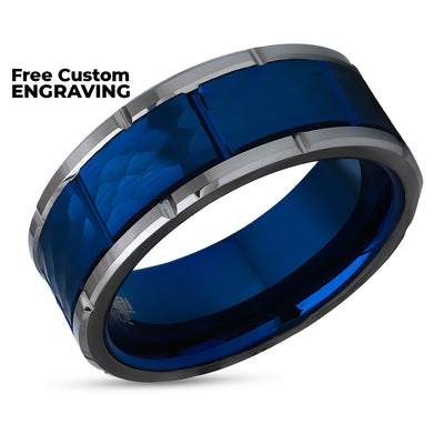 8mm Wedding Ring - Blue Wedding Ring - Tungsten Wedding Ring - Tungsten Carbide - Blue Ring - 8mm