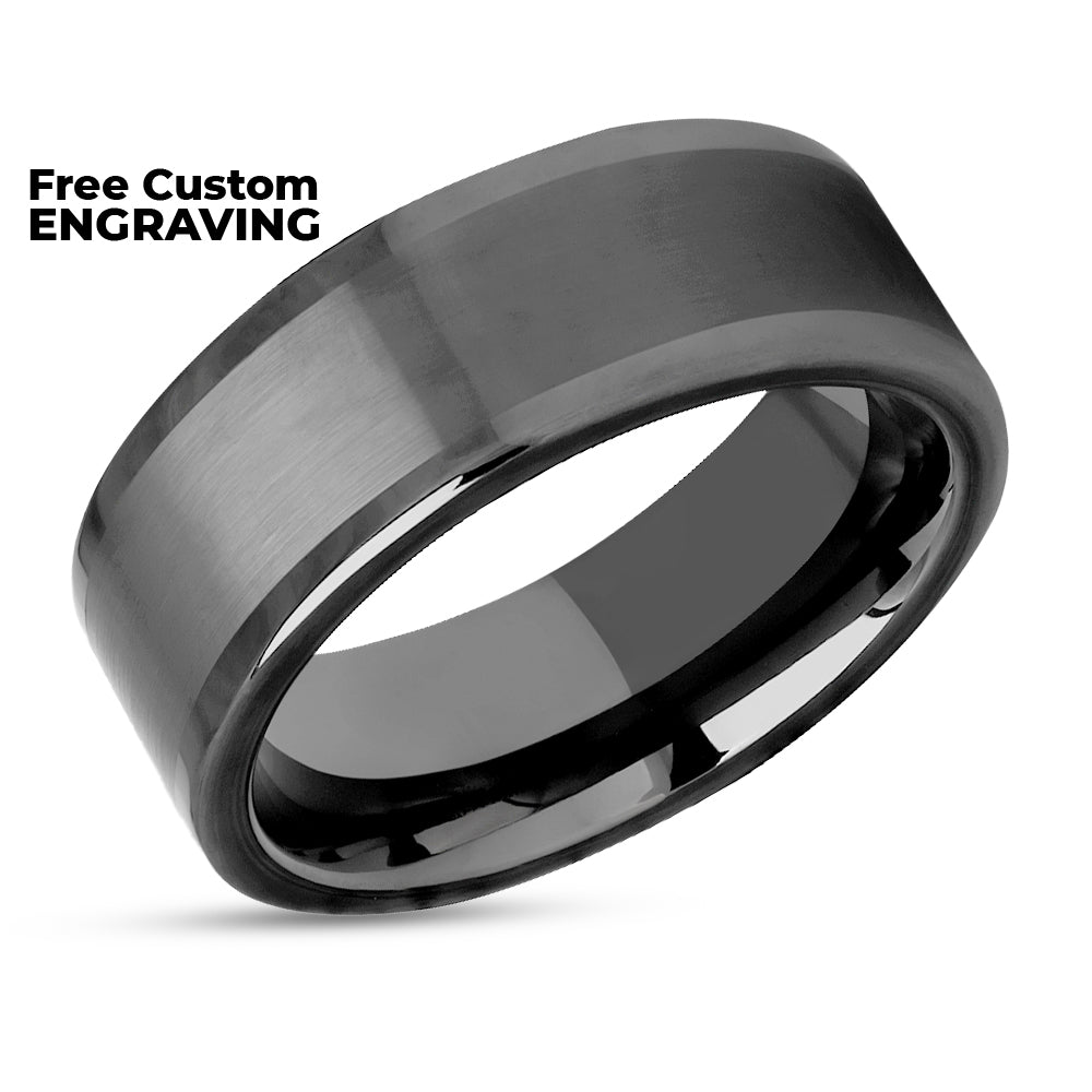 Gunmetal Wedding Ring - Tungsten Wedding Ring - 8mm Wedding Ring - Tungsten Carbide Ring