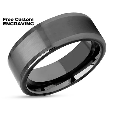 Gunmetal Wedding Ring - Tungsten Wedding Ring - 8mm Wedding Ring - Tungsten Carbide Ring