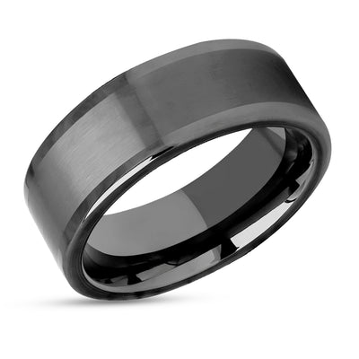 Gunmetal Wedding Ring - Tungsten Wedding Ring - 8mm Wedding Ring - Tungsten Carbide Ring