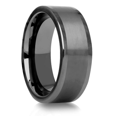 Gunmetal Wedding Ring - Tungsten Wedding Ring - 8mm Wedding Ring - Tungsten Carbide Ring