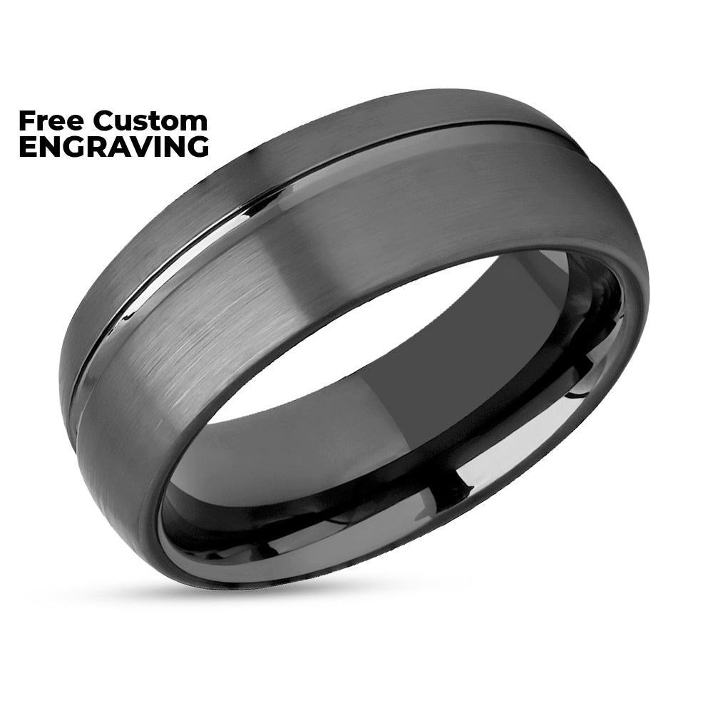 Gunmetal Wedding Ring - 8mm Wedding Ring - Tungsten Wedding Ring - Gunmetal Tungsten Ring