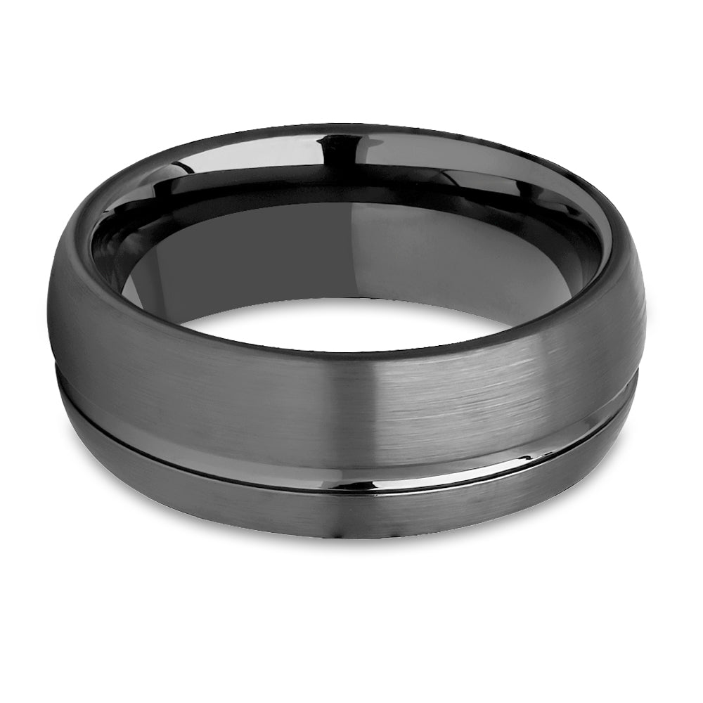 Gunmetal Wedding Ring - 8mm Wedding Ring - Tungsten Wedding Ring - Gunmetal Tungsten Ring