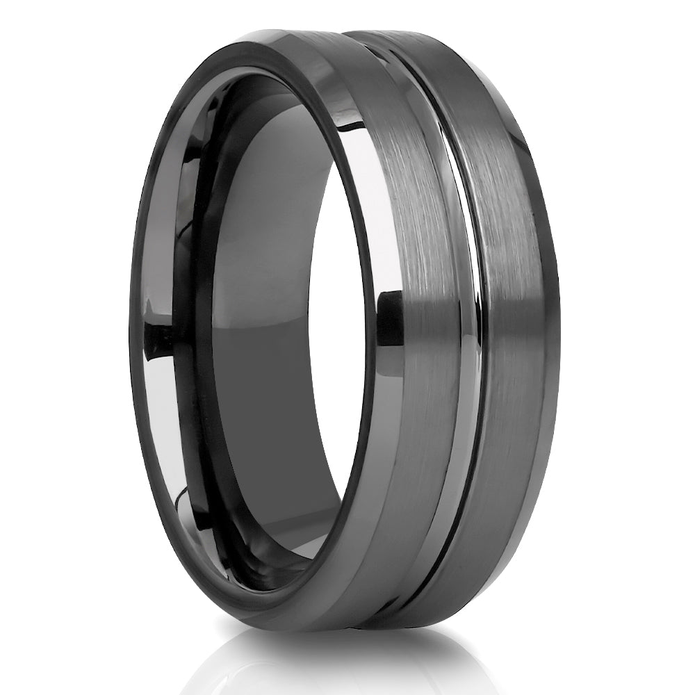Gunmetal Wedding Ring - Tungsten Wedding Ring - 8mm Wedding Ring - Tungsten Carbide Ring
