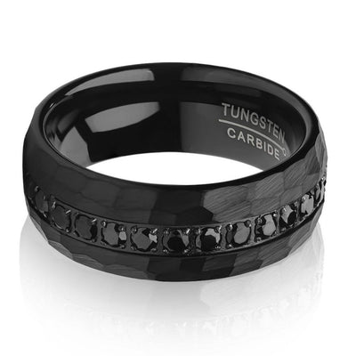Black Tungsten Wedding Band - 8mm - Black Tungsten Ring - Men's Ring - Black CZ Ring