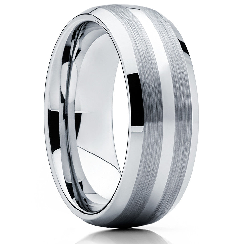 Tungsten Wedding Band - Men's Tungsten Ring - Silver Tungsten Ring - Gray - Clean Casting Jewelry