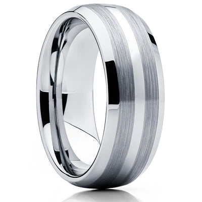 Tungsten Wedding Band - Men's Tungsten Ring - Silver Tungsten Ring - Gray - Clean Casting Jewelry