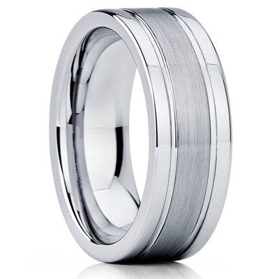 Tungsten Wedding Band - Men's Tungsten Ring - Silver Tungsten Ring - 8mm - Clean Casting Jewelry