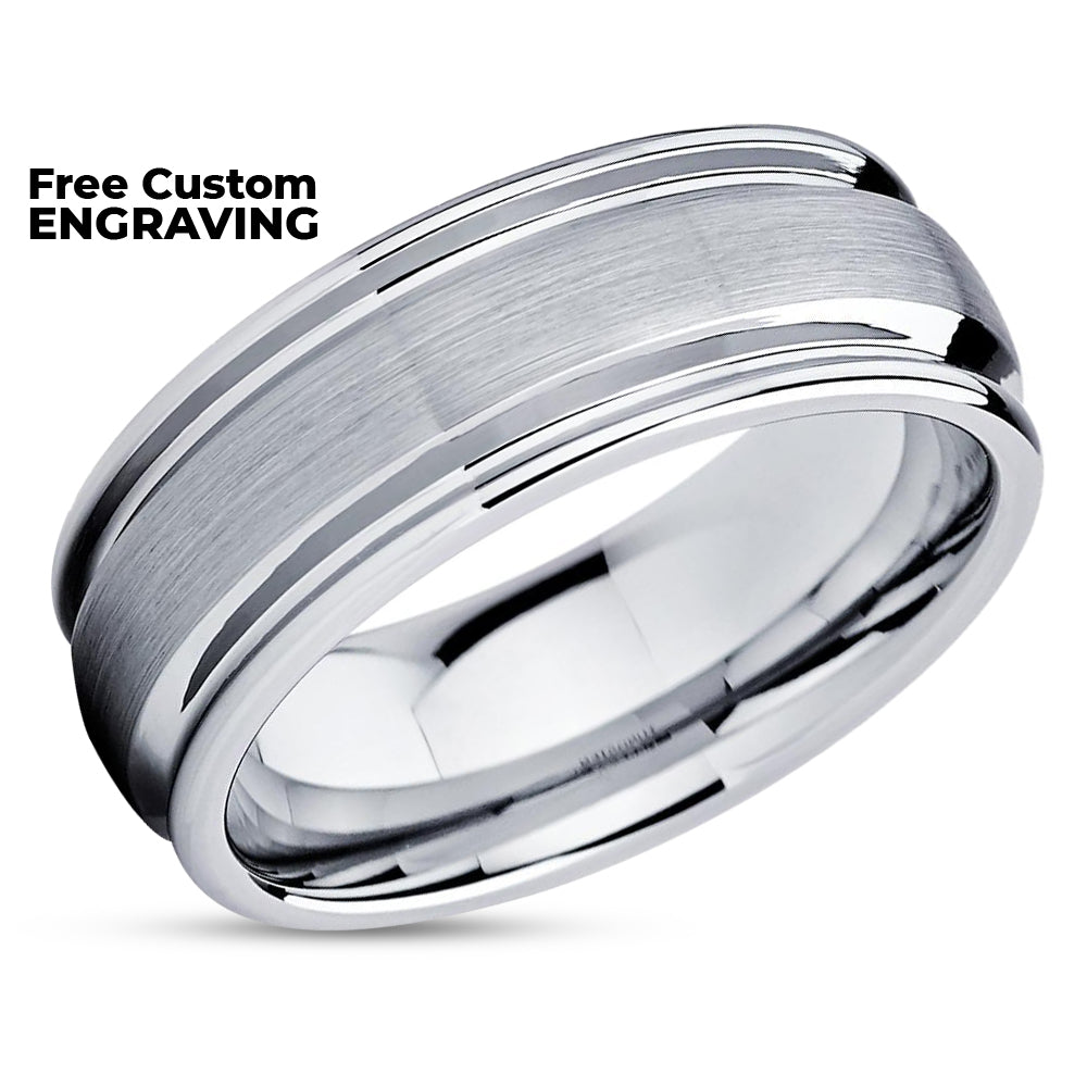 Man's Wedding Ring - Tungsten Carbide Ring - Silver Tungsten Ring - Engagement Ring - Anniversary