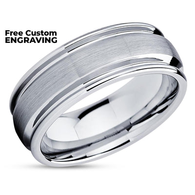 Man's Wedding Ring - Tungsten Carbide Ring - Silver Tungsten Ring - Engagement Ring - Anniversary