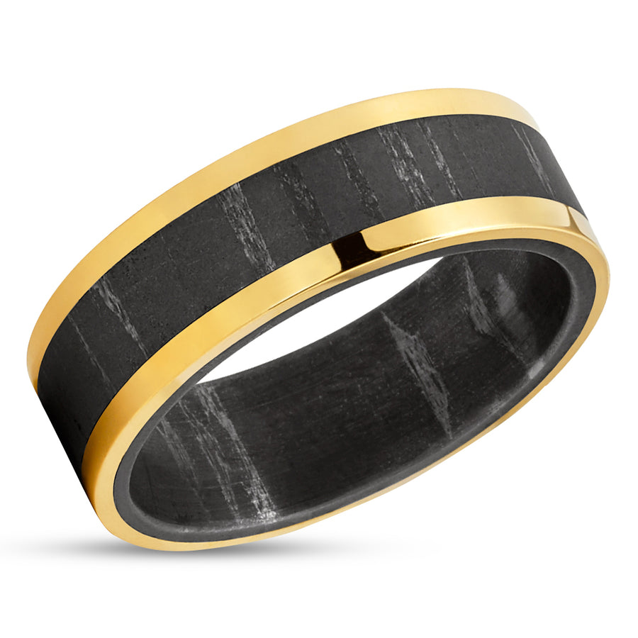 Yellow Gold Wedding Ring - Damascus Wedding Ring - 14k Yellow Gold - Damascus Ring