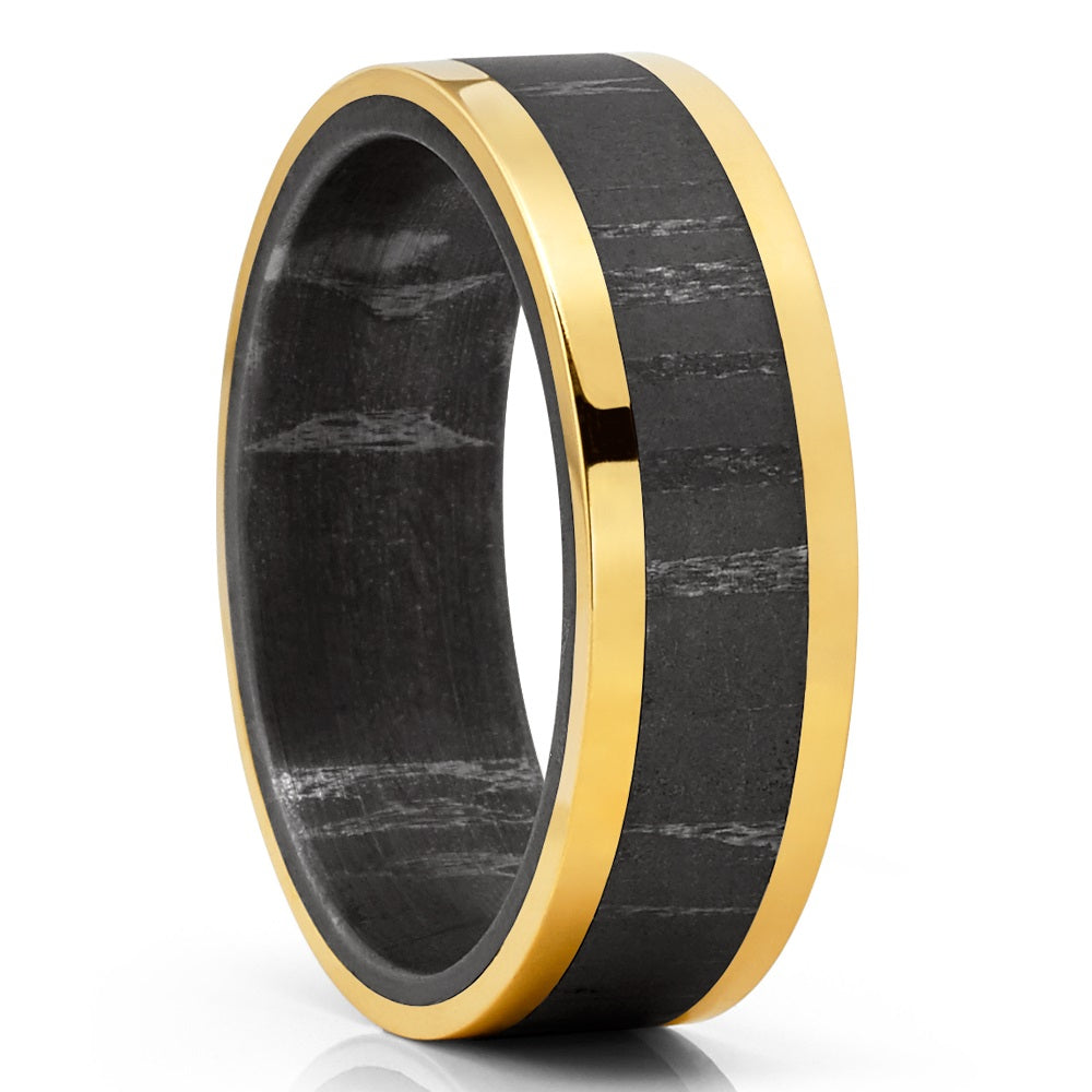 Yellow Gold Wedding Ring - Damascus Wedding Ring - 14k Yellow Gold - Damascus Ring