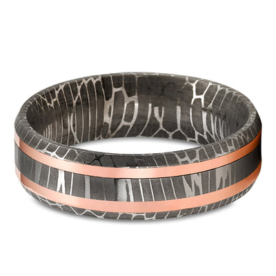 Rose Gold Wedding Ring - Damascus Wedding Ring - Engagement Ring - Anniversary Band