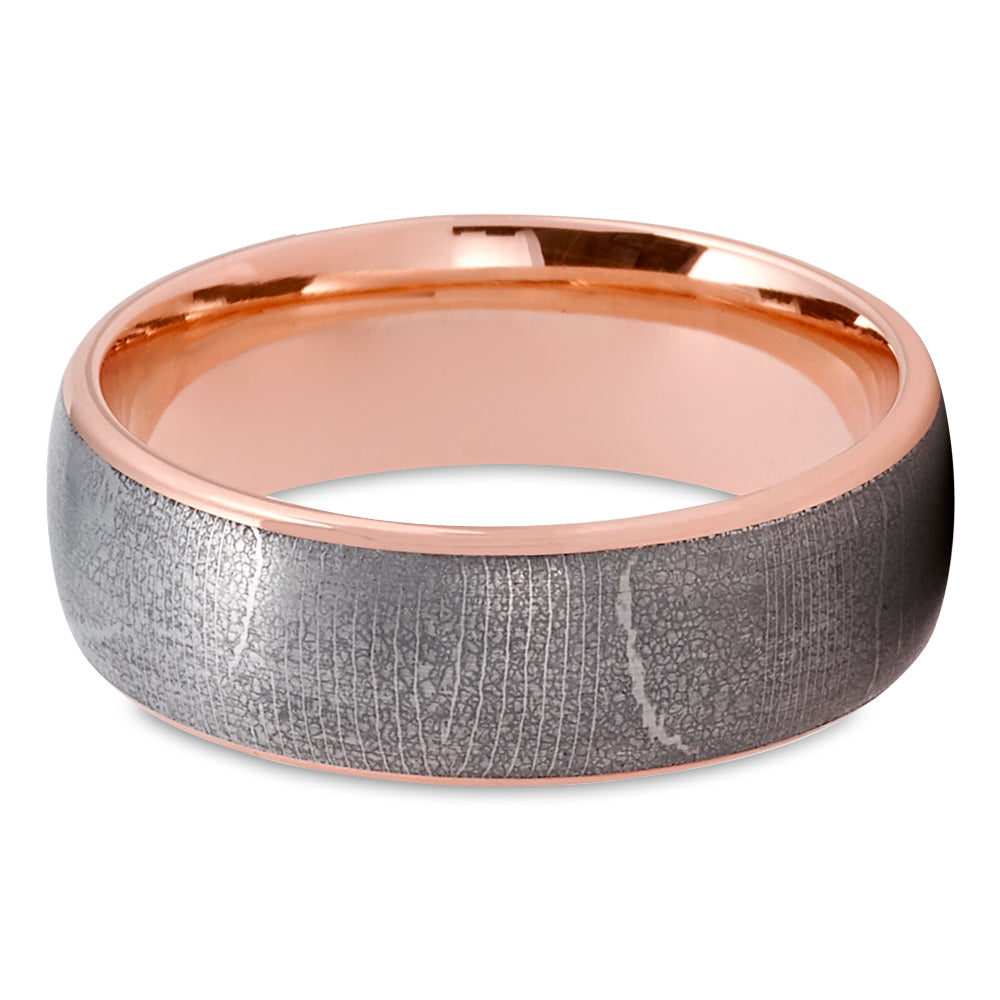 Damascus Wedding Ring - Rose Gold Ring - 14k Rose Gold - Damascus Wedding Band