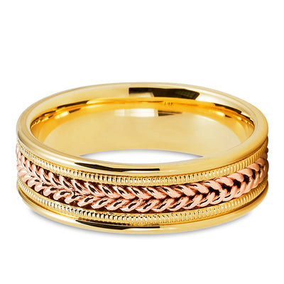Yellow Gold Wedding Ring - Braid Wedding Ring - 14k Yellow Gold - 14k Rose Gold - Wedding Band