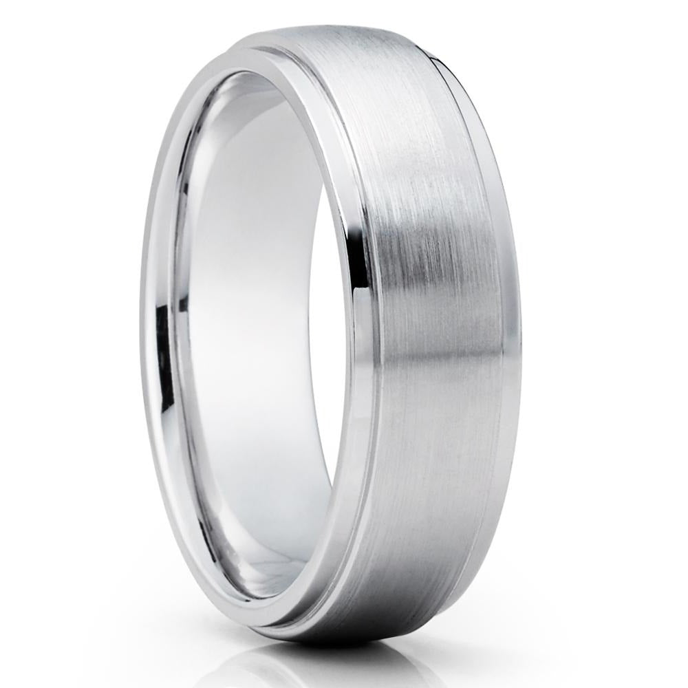 Man' Wedding Ring - Women's Wedding Ring - 14k White Gold - Gold Wedding Ring - Dome Ring