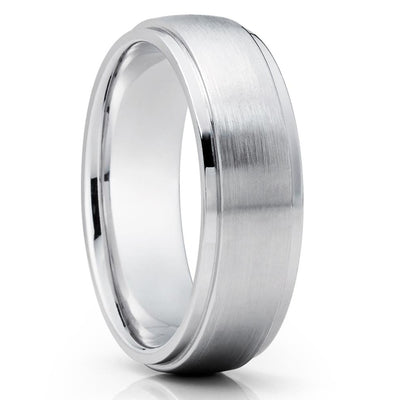 Man' Wedding Ring - Women's Wedding Ring - 14k White Gold - Gold Wedding Ring - Dome Ring