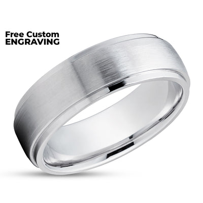 Man' Wedding Ring - Women's Wedding Ring - 14k White Gold - Gold Wedding Ring - Dome Ring