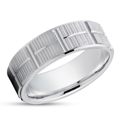 White Gold Wedding Ring - Gold Wedding Band - 14k Gold Ring - Man's Wedding Ring - Woman's