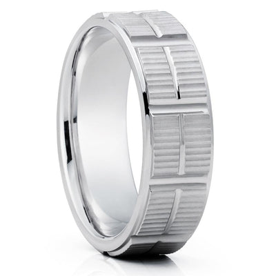 White Gold Wedding Ring - Gold Wedding Band - 14k Gold Ring - Man's Wedding Ring - Woman's