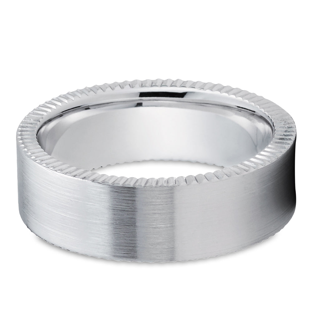 Man's Wedding Ring - White Gold Ring - Gold Wedding Band - Engagement Ring - Matte Finish Ring