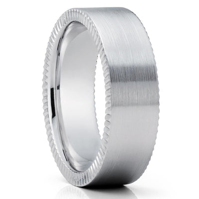 Man's Wedding Ring - White Gold Ring - Gold Wedding Band - Engagement Ring - Matte Finish Ring