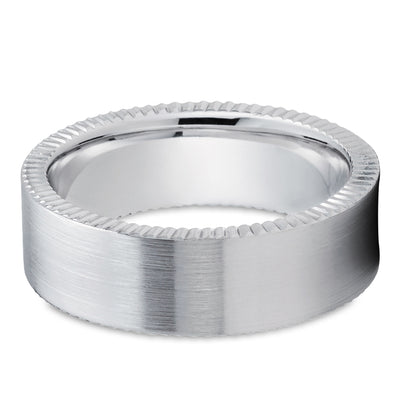 Man's Wedding Ring - White Gold Ring - Gold Wedding Band - Engagement Ring - Matte Finish Ring