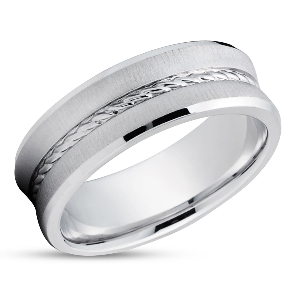 Braid Wedding Ring - White Gold Ring - Anniversary Ring - 14k White Gold - Wedding Band