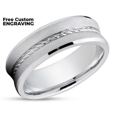 Braid Wedding Ring - White Gold Ring - Anniversary Ring - 14k White Gold - Wedding Band