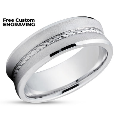 Braid Wedding Ring - White Gold Ring - Anniversary Ring - 14k White Gold - Wedding Band