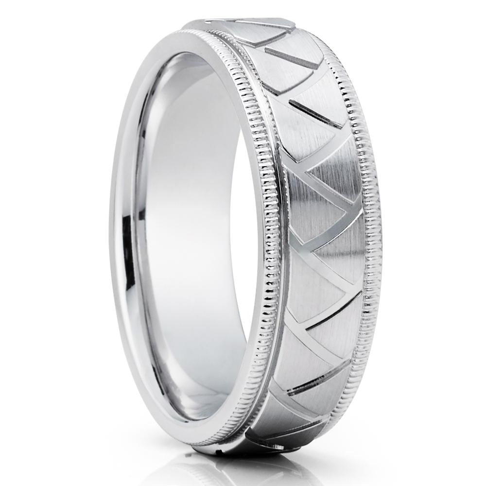 White Gold Wedding Ring - 14k Gold Wedding Ring - Matte Finished Ring - Wedding Band