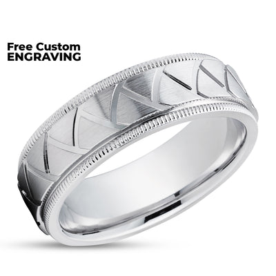 White Gold Wedding Ring - 14k Gold Wedding Ring - Matte Finished Ring - Wedding Band