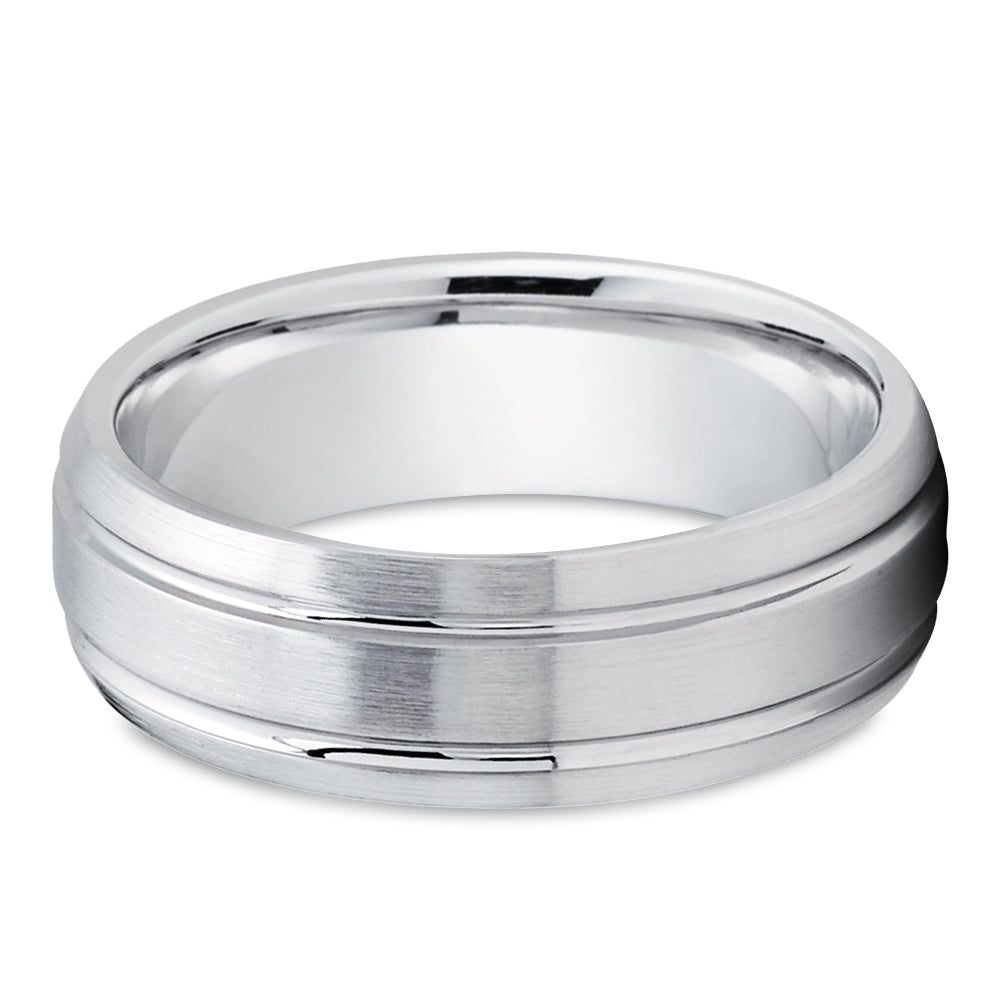 Dome Wedding Ring - White Gold Wedding Ring - 14k White Gold Ring - Wedding Band