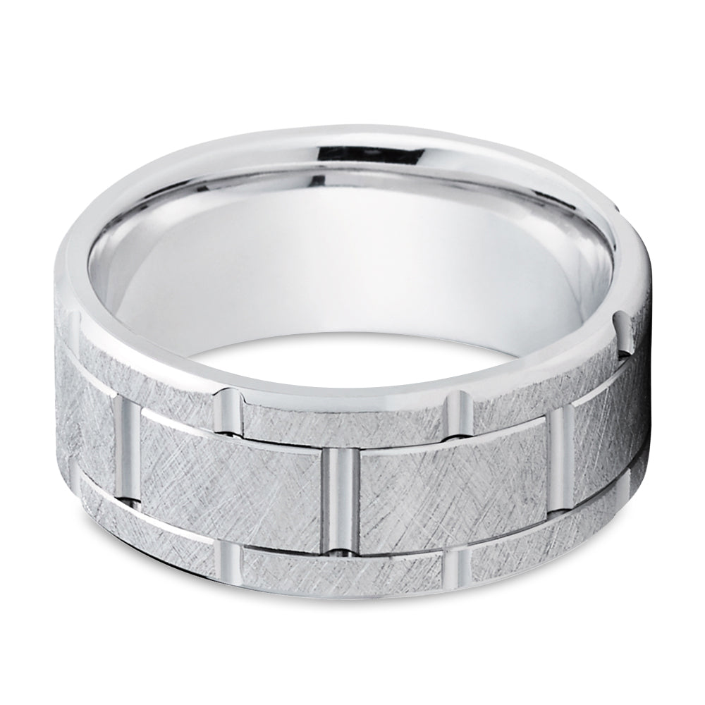 Man's Wedding Ring - Gold Wedding Ring - Anniversary Ring - Engagement Ring - 14k White Gold