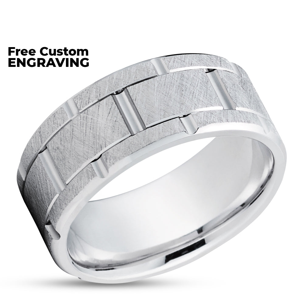 Man's Wedding Ring - Gold Wedding Ring - Anniversary Ring - Engagement Ring - 14k White Gold