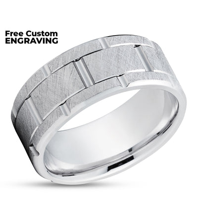 Man's Wedding Ring - Gold Wedding Ring - Anniversary Ring - Engagement Ring - 14k White Gold