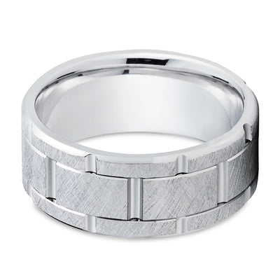 Man's Wedding Ring - Gold Wedding Ring - Anniversary Ring - Engagement Ring - 14k White Gold